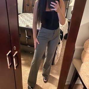 Gray Work Pants Professional Straight Leg Slacks